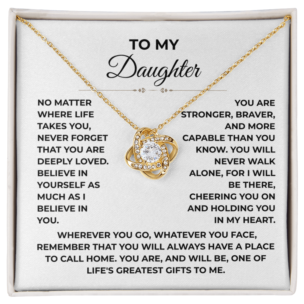 To My Daughter - "Deeply Loved" Love Knot Necklace Gift Set