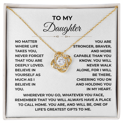 To My Daughter - "Deeply Loved" Love Knot Necklace Gift Set