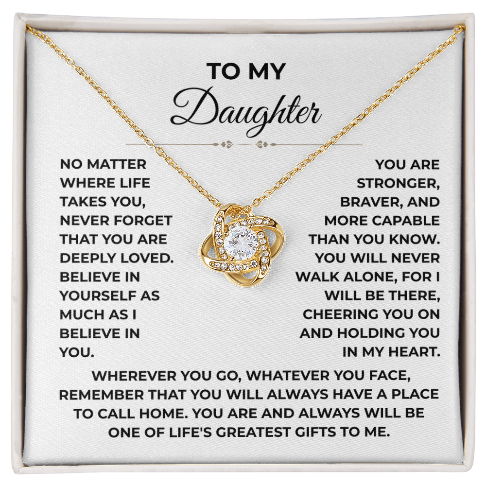 To My Daughter - "A Place to Call Home" Love Knot Necklace Gift Set