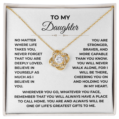 To My Daughter - "A Place to Call Home" Love Knot Necklace Gift Set