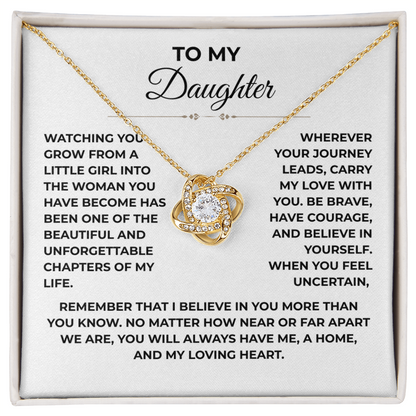 To My Daughter - "You Will Always Have Me" Love Knot Necklace Gift Set