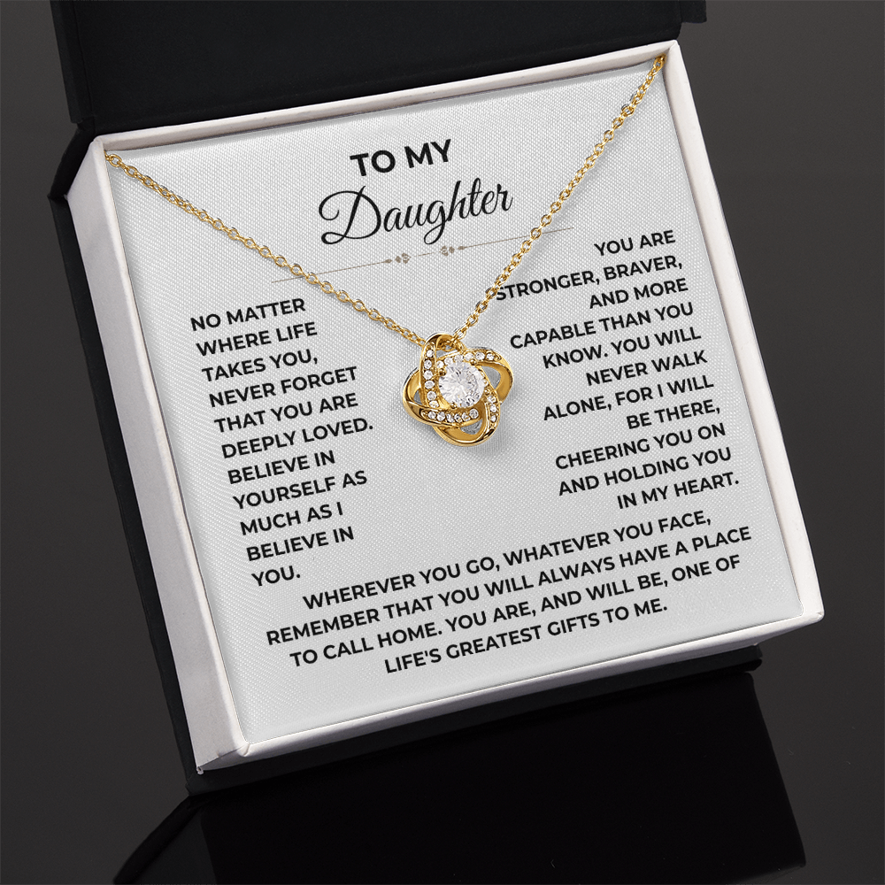 To My Daughter - "Deeply Loved" Love Knot Necklace Gift Set