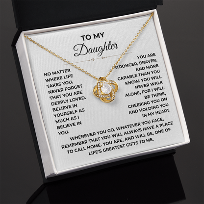 To My Daughter - "Deeply Loved" Love Knot Necklace Gift Set