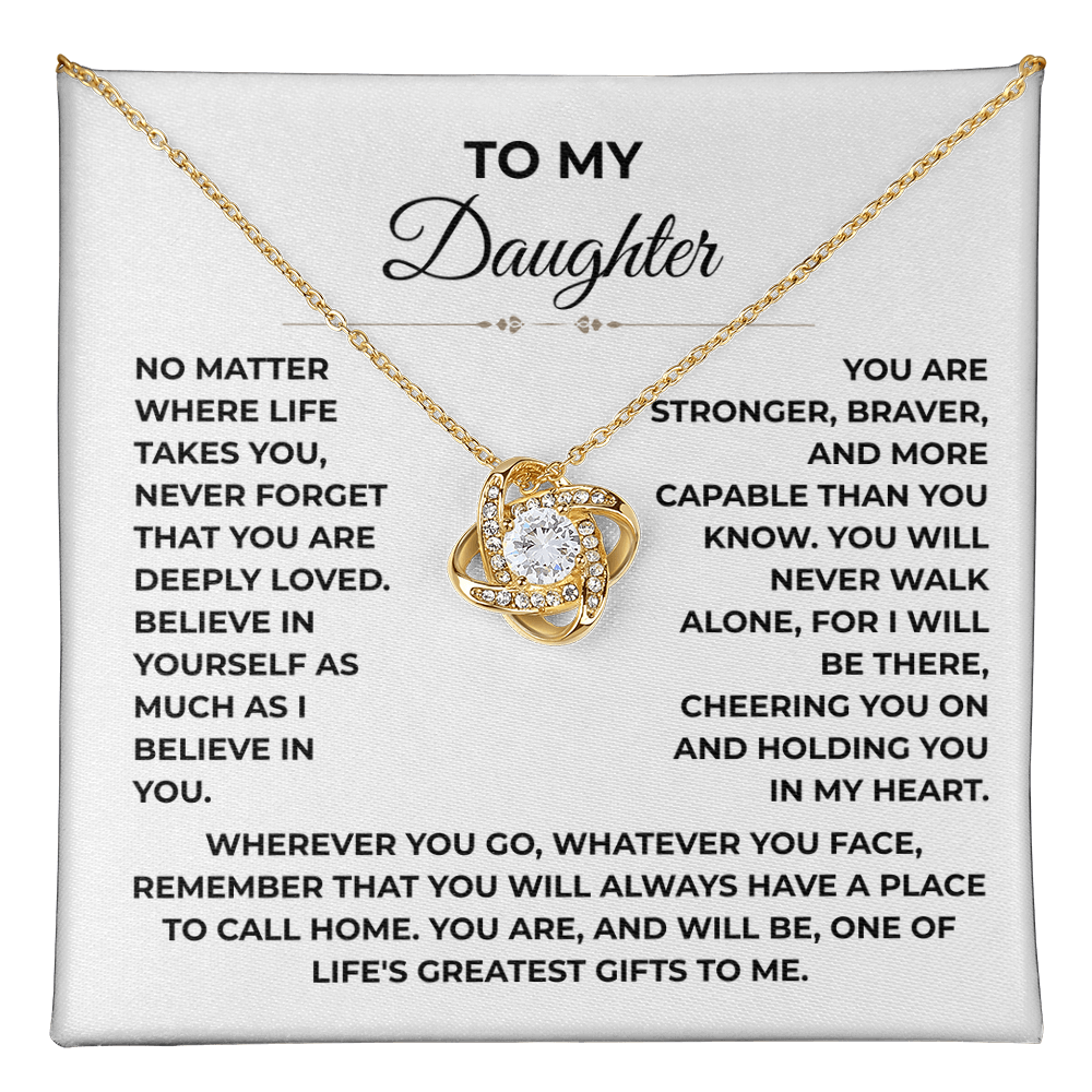 To My Daughter - "Deeply Loved" Love Knot Necklace Gift Set