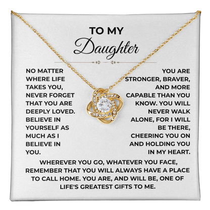 To My Daughter - "Deeply Loved" Love Knot Necklace Gift Set
