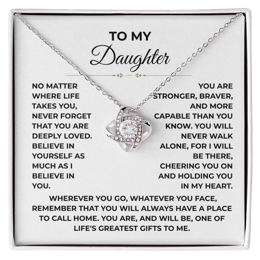 To My Daughter - "Deeply Loved" Love Knot Necklace Gift Set