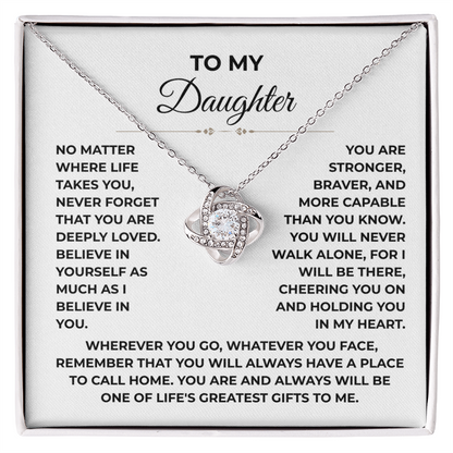 To My Daughter - "A Place to Call Home" Love Knot Necklace Gift Set