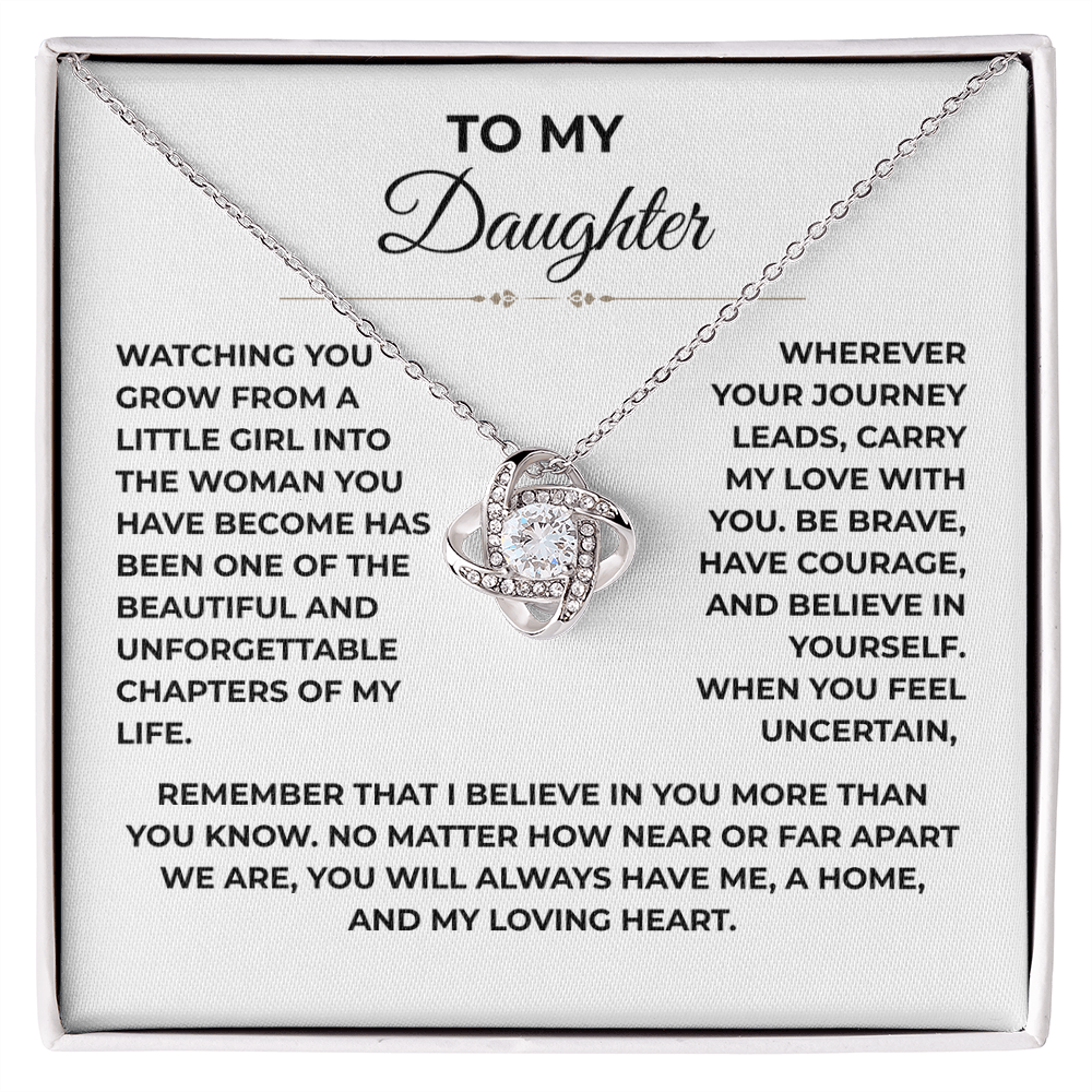 To My Daughter - "You Will Always Have Me" Love Knot Necklace Gift Set