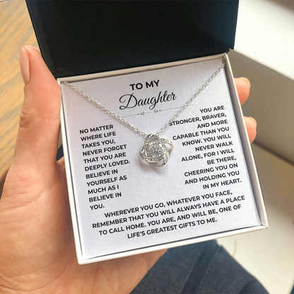 To My Daughter - "Deeply Loved" Love Knot Necklace Gift Set