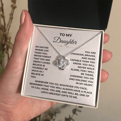 To My Daughter - "Deeply Loved" Love Knot Necklace Gift Set