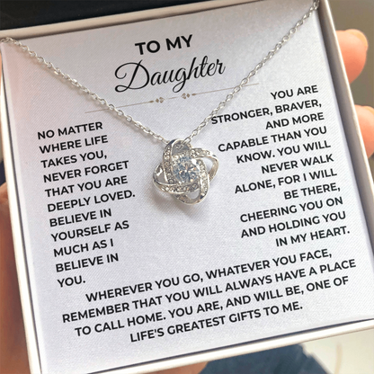 To My Daughter - "Deeply Loved" Love Knot Necklace Gift Set