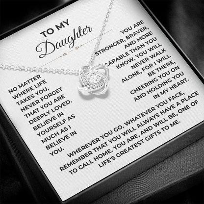 To My Daughter - "Deeply Loved" Love Knot Necklace Gift Set