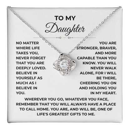 To My Daughter - "Deeply Loved" Love Knot Necklace Gift Set