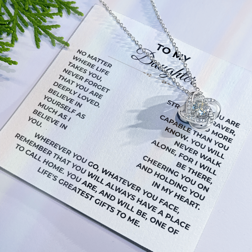 To My Daughter - "Deeply Loved" Love Knot Necklace Gift Set