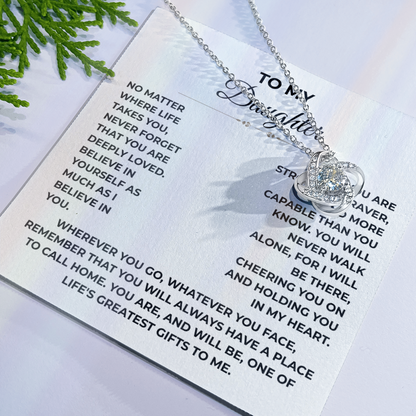 To My Daughter - "Deeply Loved" Love Knot Necklace Gift Set