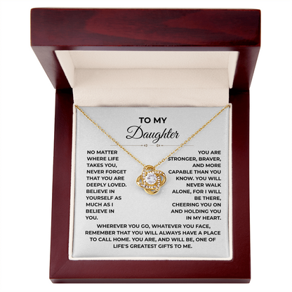 To My Daughter - "Deeply Loved" Love Knot Necklace Gift Set