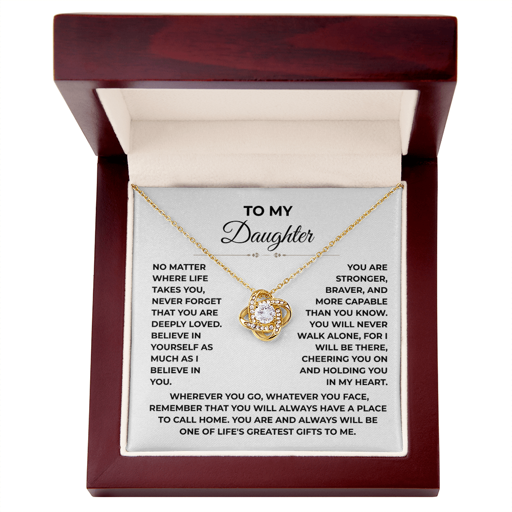 To My Daughter - "A Place to Call Home" Love Knot Necklace Gift Set