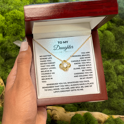 To My Daughter - "Deeply Loved" Love Knot Necklace Gift Set