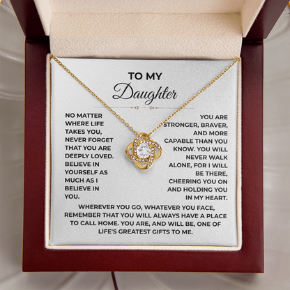 To My Daughter - "Deeply Loved" Love Knot Necklace Gift Set
