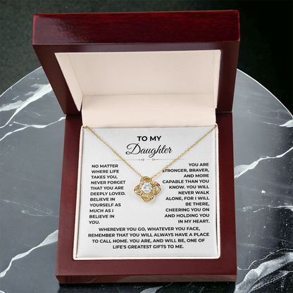 To My Daughter - "Deeply Loved" Love Knot Necklace Gift Set