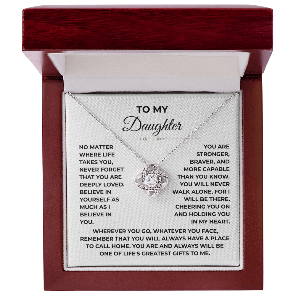 To My Daughter - "A Place to Call Home" Love Knot Necklace Gift Set