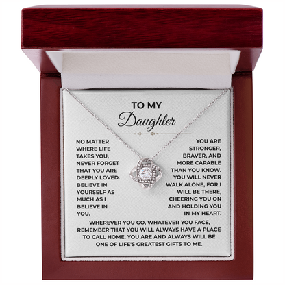 To My Daughter - "A Place to Call Home" Love Knot Necklace Gift Set