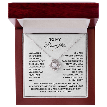 To My Daughter - "Deeply Loved" Love Knot Necklace Gift Set