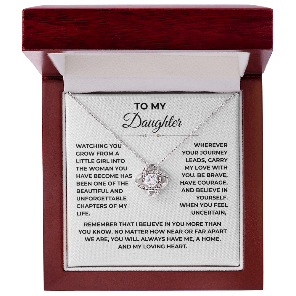 To My Daughter - "You Will Always Have Me" Love Knot Necklace Gift Set