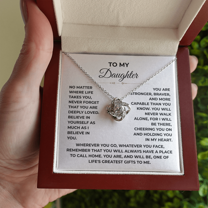 To My Daughter - "Deeply Loved" Love Knot Necklace Gift Set