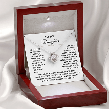 To My Daughter - "A Place to Call Home" Love Knot Necklace Gift Set