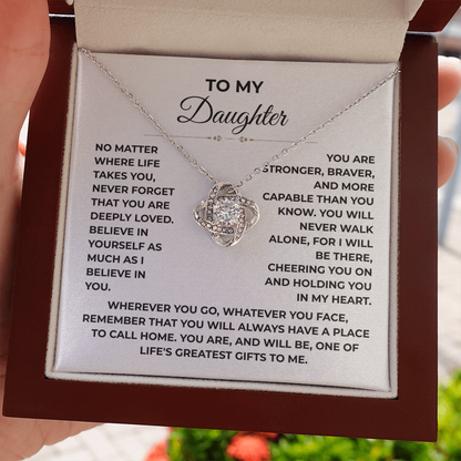 To My Daughter - "Deeply Loved" Love Knot Necklace Gift Set