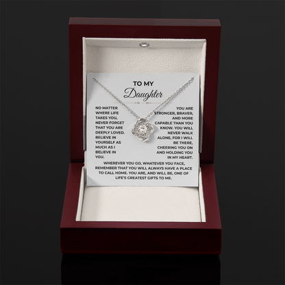 To My Daughter - "Deeply Loved" Love Knot Necklace Gift Set